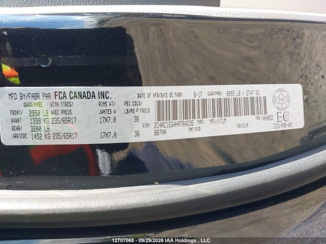 Aukcja sprzedaży 2017 Chrysler Pacifica, vin: 2C4RC1EG4HR764235, numer aukcji: 12707068
