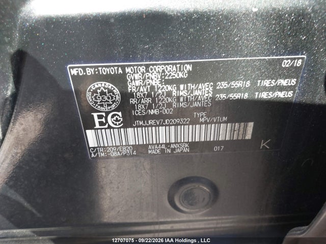 JTMJJREV7JD209322 Toyota Rav4 Hybrid Se