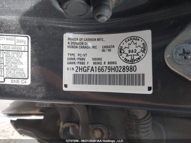 Продаж на аукціоні авто 2009 Honda Civic, vin: 2HGFA16679H028980, номер лоту: 12707086