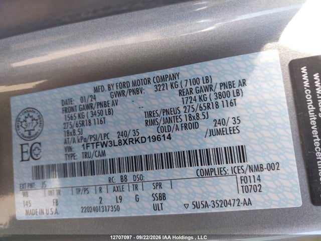Ford F-150 2024 1FTFW3L8XRKD19614 Image 9