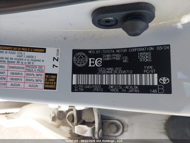 Toyota Corolla 2024 JTDBDMHE2RJ008712 Image 9