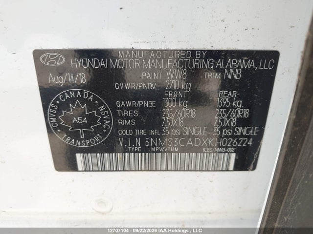Hyundai Santa Fe Sel/sel Plus 2019 5NMS3CADXKH026224 Image 22