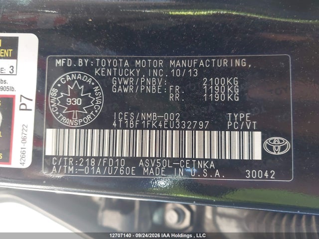 4T1BF1FK4EU332797 Toyota CAMRY LE