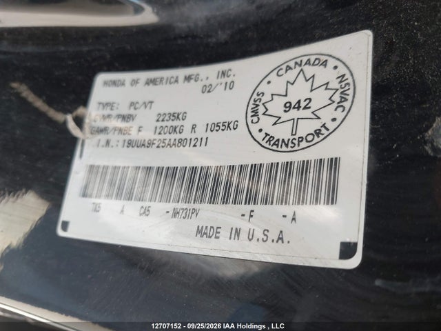 Aukcja sprzedaży 2010 Acura Tl, vin: 19UUA9F25AA801211, numer aukcji: 12707152
