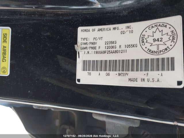 Aukcja sprzedaży 2010 Acura Tl, vin: 19UUA9F25AA801211, numer aukcji: 12707152