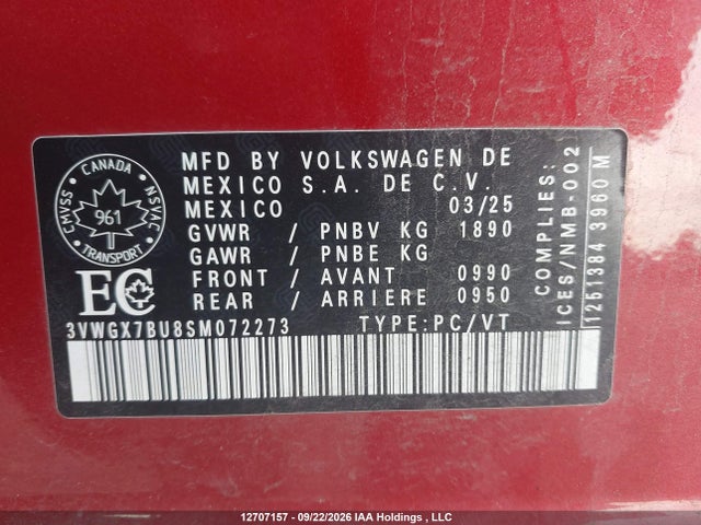 Volkswagen Jetta Highline 2025 3VWGX7BU8SM072273 Image 9