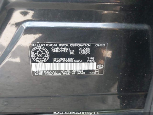 Aukcja sprzedaży 2011 Lexus Es 350 350, vin: JTHBK1EG8B2416463, numer aukcji: 12707160