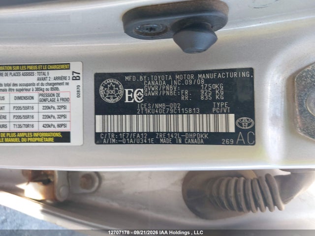 Aukcja sprzedaży 2009 Toyota Corolla Matrix, vin: 2T1KU40E79C115813, numer aukcji: 12707178