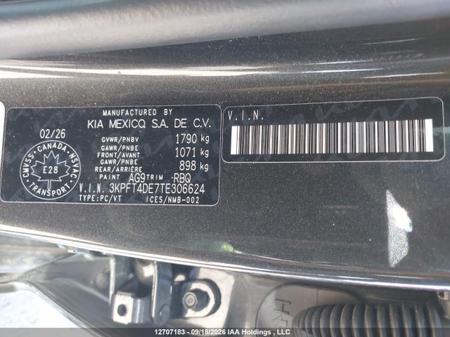 2026 Kia K4 Lx/lxs მანქანა იყიდება აუქციონზე, vin: 3KPFT4DE7TE306624, აუქციონის ნომერი: 12707183
