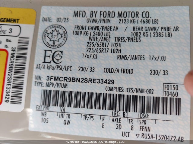 3FMCR9BN2SRE33429 Ford Bronco Sport Big Bend