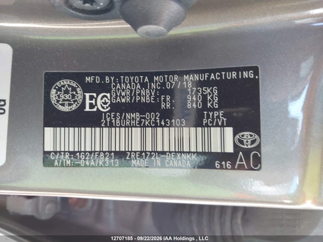 Toyota COROLLA LE 2019 2T1BURHE7KC143103 Image 9