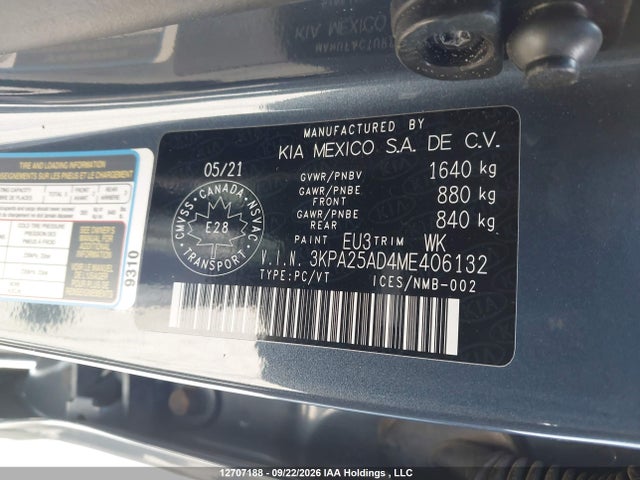 Продажа на аукционе авто 2021 Kia Rio Lx Premium/lx+, vin: 3KPA25AD4ME406132, номер лота: 12707188