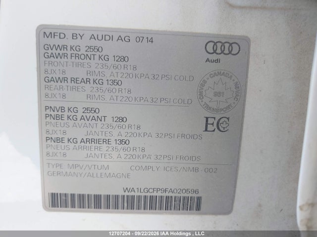 Audi Q5 Premium Plus 2015 WA1LGCFP9FA020596 Image 9