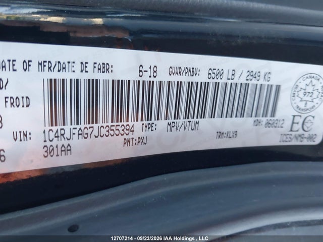 2018 Jeep Grand Cherokee Laredo მანქანა იყიდება აუქციონზე, vin: 1C4RJFAG7JC355394, აუქციონის ნომერი: 12707214