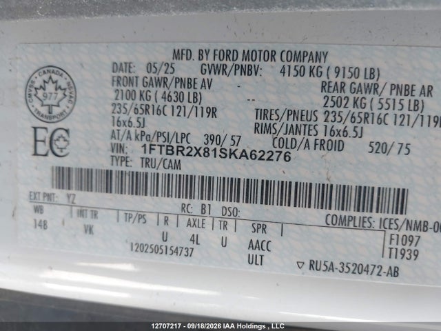 Ford Transit T-250 2025 1FTBR2X81SKA62276 Image 9
