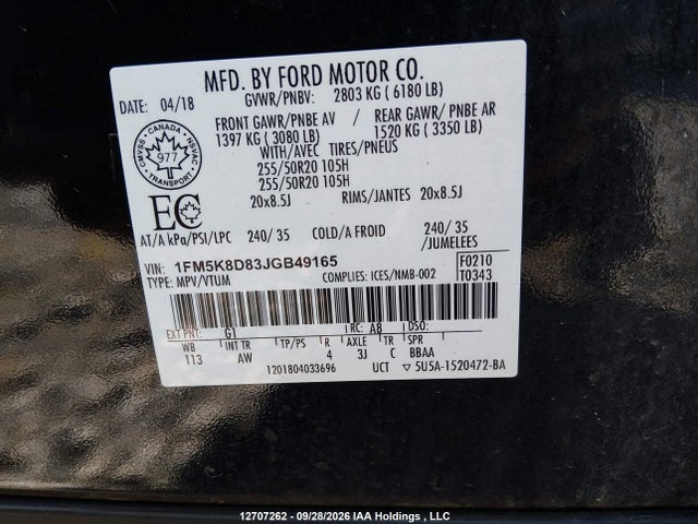 Ford EXPLORER XLT 2018 1FM5K8D83JGB49165 Image 18