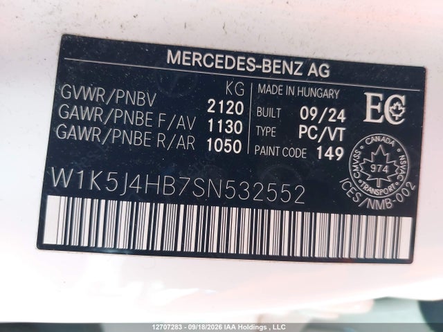 Продажа на аукционе авто 2025 Mercedes-benz Cla 250 4matic, vin: W1K5J4HB7SN532552, номер лота: 12707283