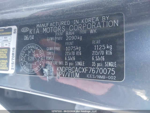 Продажа на аукционе авто 2015 Kia Sportage Lx, vin: KNDPBCACXF7670075, номер лота: 12707333