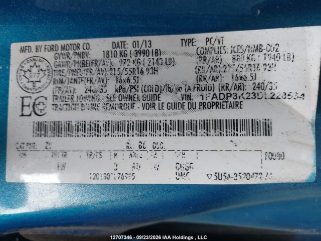 Продажа на аукционе авто 2013 Ford Focus Se, vin: 1FADP3K23DL228534, номер лота: 12707346
