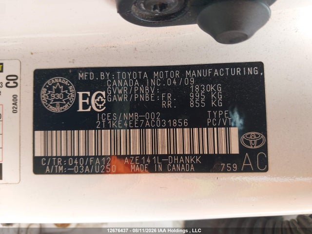 Продажа на аукционе авто 2010 Toyota Matrix Xr, vin: 2T1KE4EE7AC031856, номер лота: 12676437