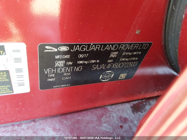 Продажа на аукционе авто 2018 Jaguar Xe 25t R-sport, vin: SAJAL4FX9JCP22933, номер лота: 12707354
