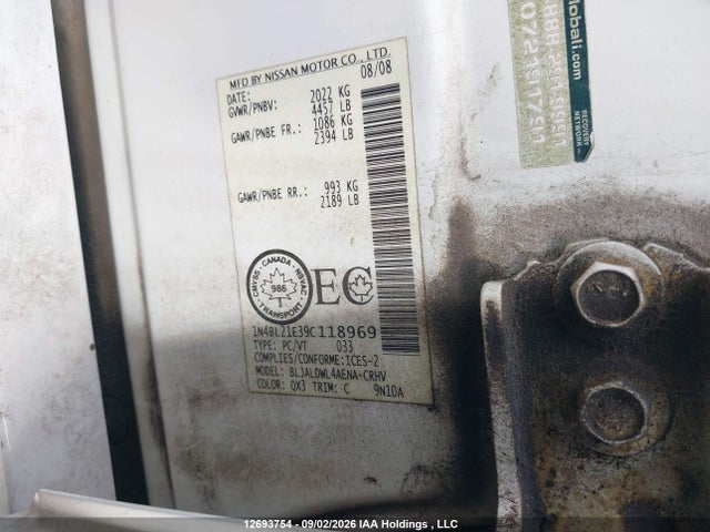 12693754 :رقم المزاد ، 1N4BL21E39C118969 vin ، 2009 Nissan Altima 3.5 Sl مزاد بيع