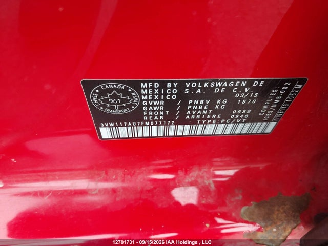 3VW117AU7FM077172 Volkswagen Golf 1.8 Tsi Comfortline/1.8 Tsi Highline/1.8 Tsi Trendline