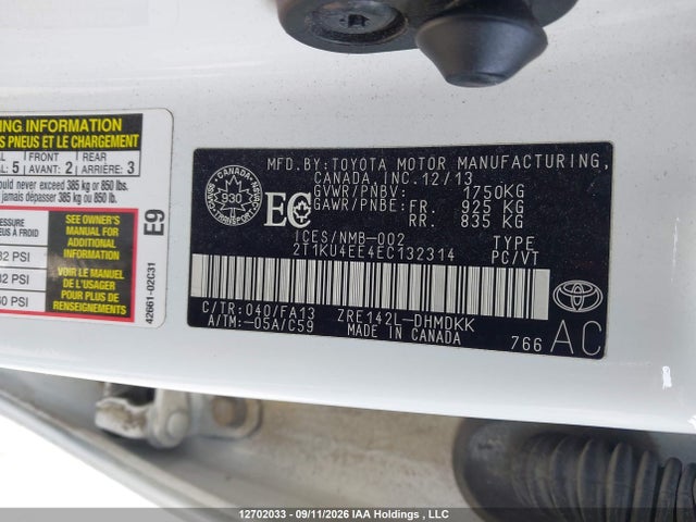 Toyota Matrix S 2014 2T1KU4EE4EC132314 Image 9