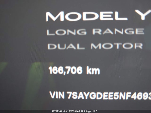2022 Tesla Model Y Long Range მანქანა იყიდება აუქციონზე, vin: 7SAYGDEE5NF469395, აუქციონის ნომერი: 12707364