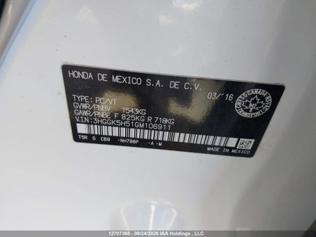 Honda Fit 2016 3HGGK5H51GM106911 Image 9