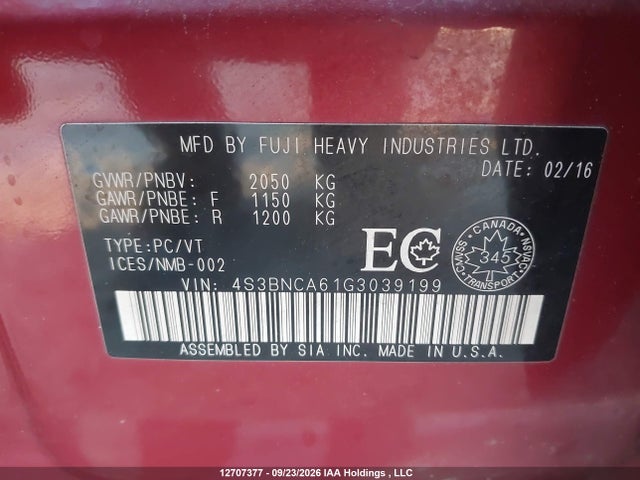 4S3BNCA61G3039199 Subaru Legacy 2.5i