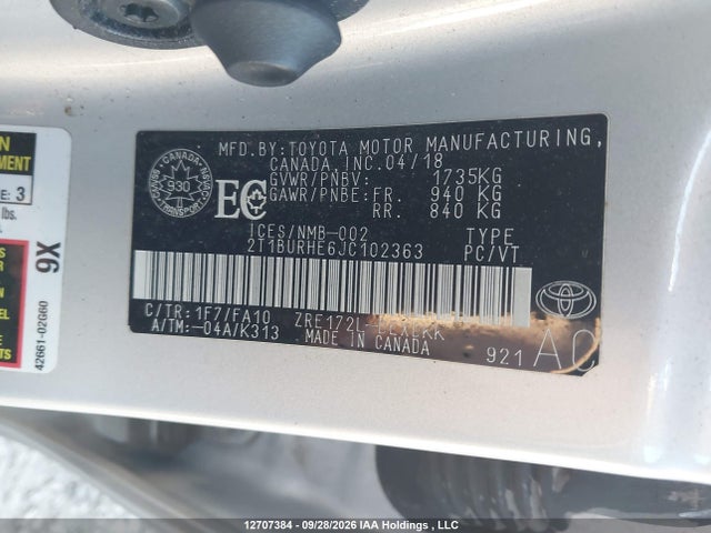 Toyota COROLLA CE 2018 2T1BURHE6JC102363 Image 17