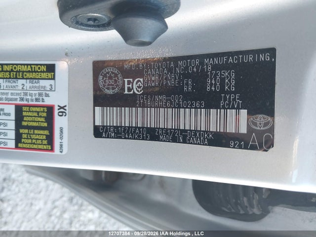 Toyota COROLLA CE 2018 2T1BURHE6JC102363 Image 9