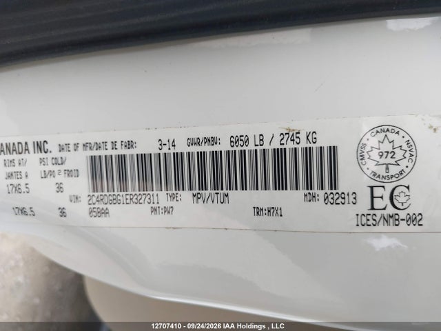 Dodge Grand Caravan Se 2014 2C4RDGBG1ER327311 Image 9