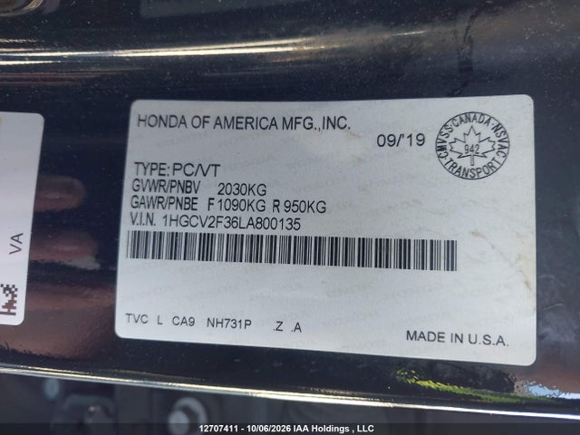 1HGCV2F36LA800135 Honda Accord Sport 2.0t