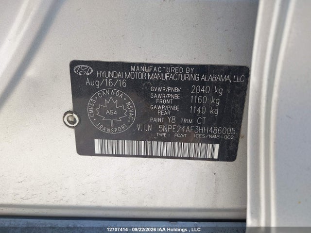 Hyundai SONATA GL 2017 5NPE24AF3HH486005 Image 9
