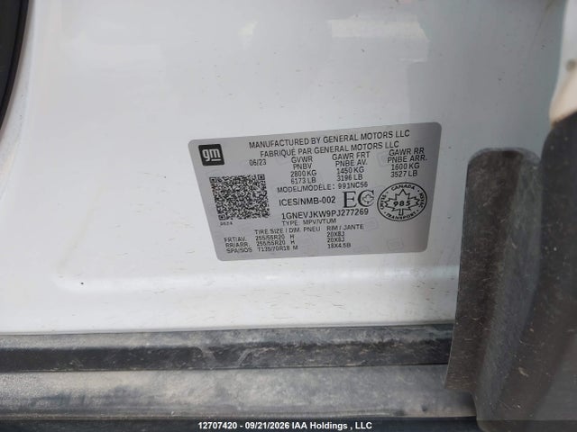 12707420 :رقم المزاد ، 1GNEVJKW9PJ277269 vin ، 2023 Chevrolet Traverse Rs مزاد بيع