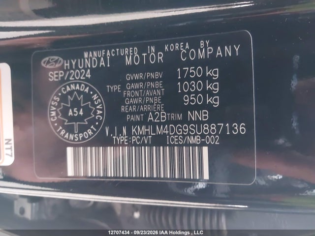 KMHLM4DG9SU887136 Hyundai Elantra Sel Sport