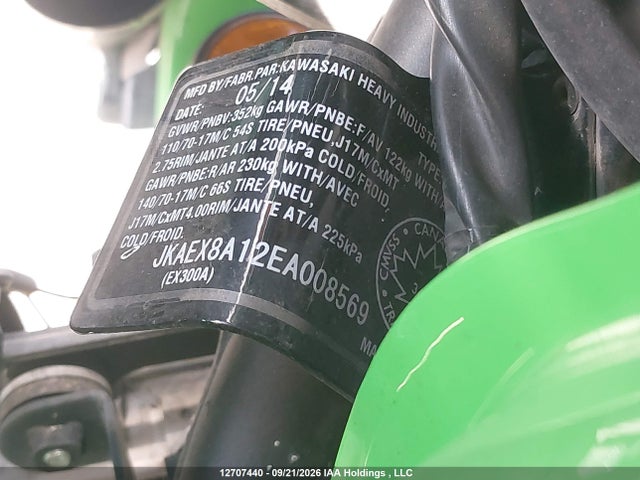 Продаж на аукціоні авто 2014 Kawasaki Ex300 A, vin: JKAEX8A12EA008569, номер лоту: 12707440