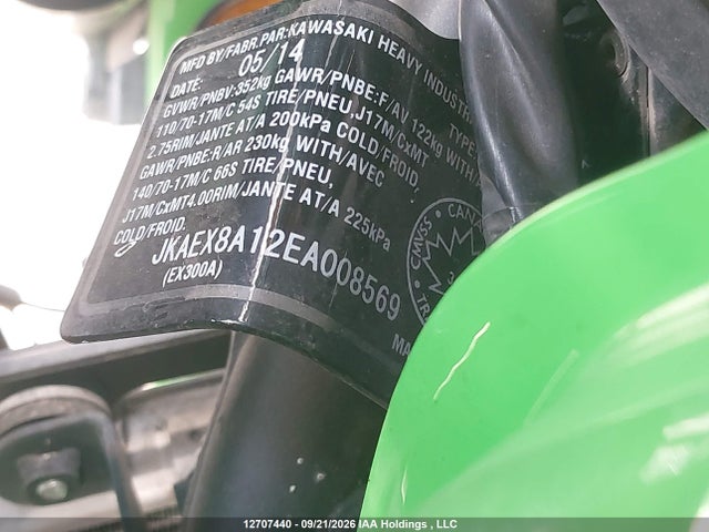 Продаж на аукціоні авто 2014 Kawasaki Ex300 A, vin: JKAEX8A12EA008569, номер лоту: 12707440