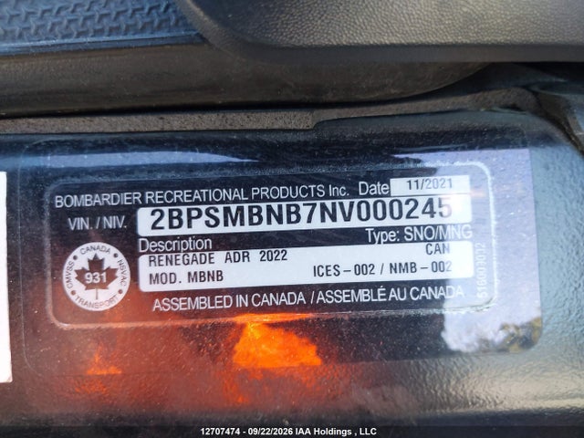Skidoo Skidoo. 2022 2BPSMBNB7NV000245 Image 13
