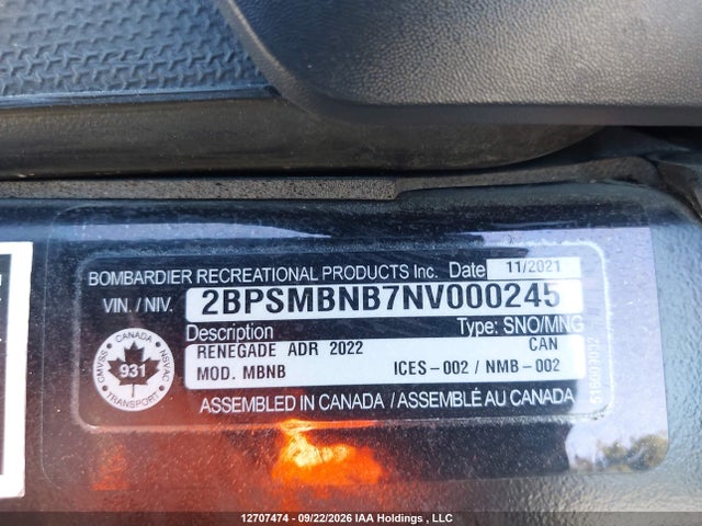 Skidoo Skidoo. 2022 2BPSMBNB7NV000245 Image 9
