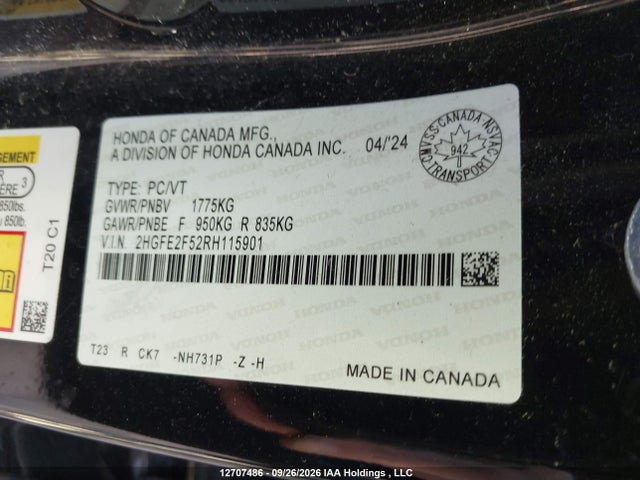 2HGFE2F52RH115901 Honda Civic