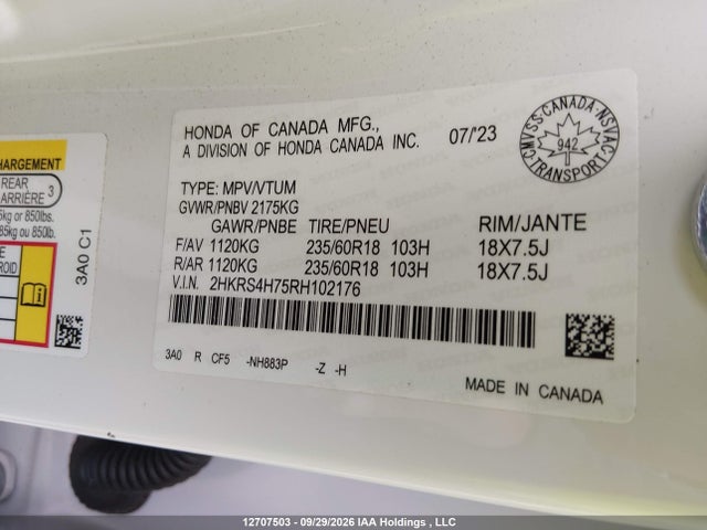 Honda CR-V EXL 2024 2HKRS4H75RH102176 Image 9