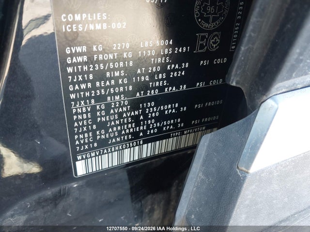 Aukcja sprzedaży 2017 Volkswagen Tiguan Comfortline, vin: WVGMV7AX8HK035016, numer aukcji: 12707550