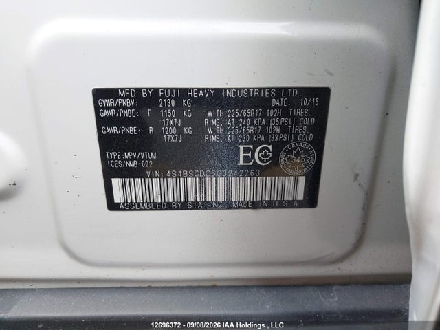 4S4BSCDC5G3242263 Subaru Outback 2.5i Touring Package