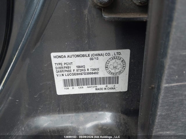 Aukcja sprzedaży 2013 Honda Fit Lx, vin: LUCGE8H57D3008482, numer aukcji: 12699153