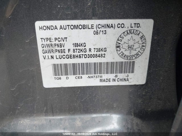 Aukcja sprzedaży 2013 Honda Fit Lx, vin: LUCGE8H57D3008482, numer aukcji: 12699153