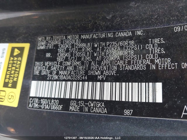 Aukcja sprzedaży 2010 Lexus Rx 350, vin: 2T2BK1BA0AC028544, numer aukcji: 12701307