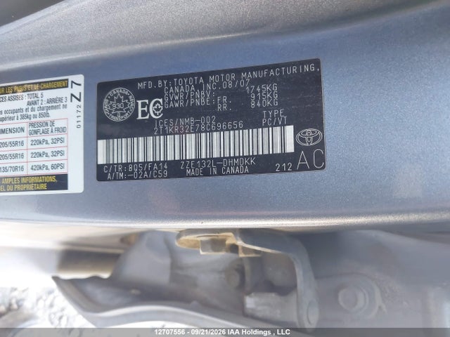 Продаж на аукціоні авто 2008 Toyota Corolla Matrix Xr, vin: 2T1KR32E78C696656, номер лоту: 12707556
